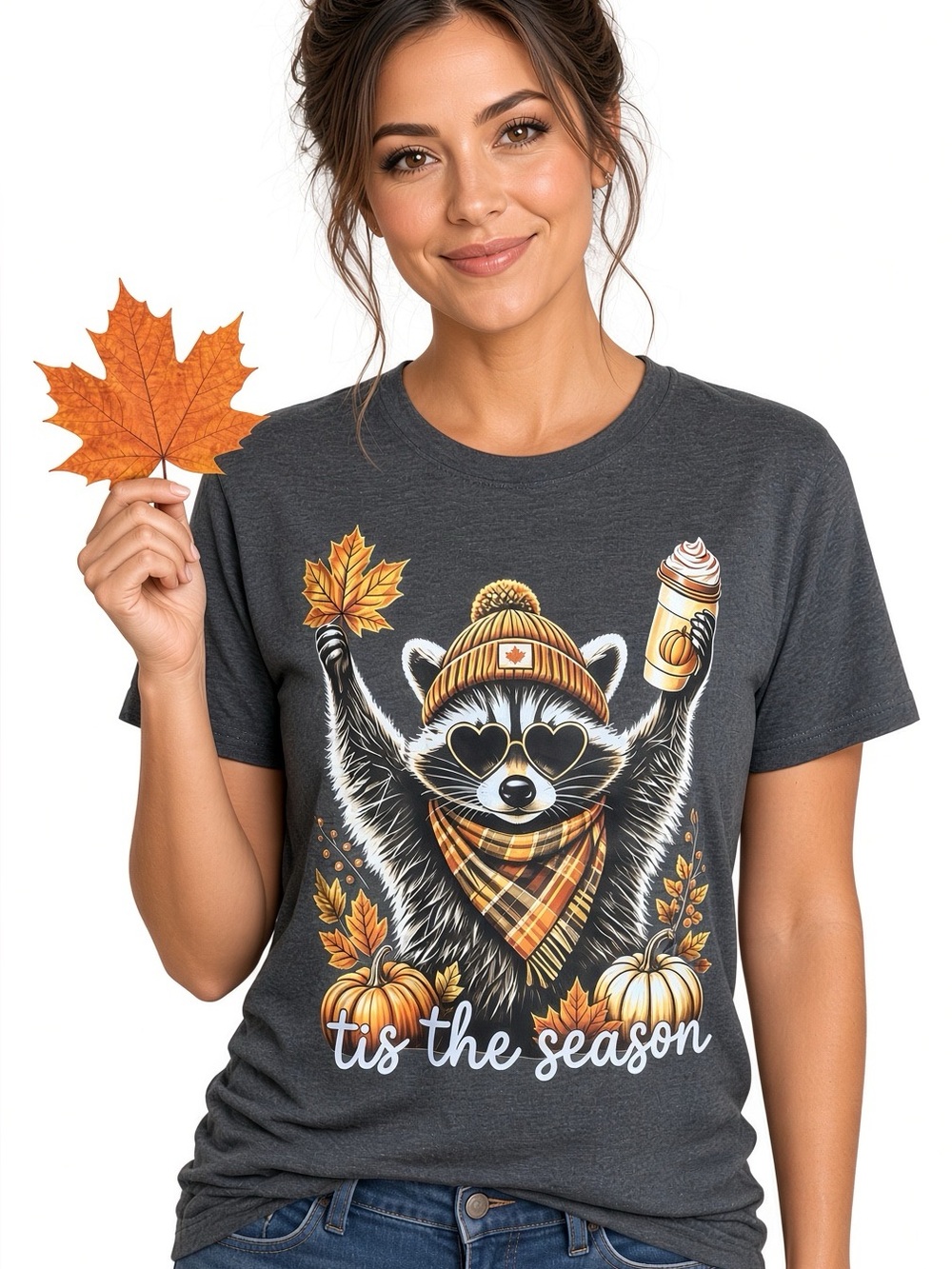NWT Tis The Season Raccoon Fall Graphic Tee